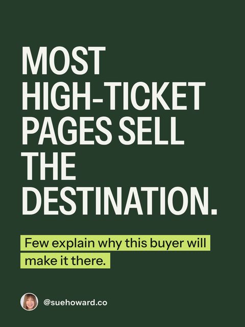 Most high-ticket pages sell the destination.